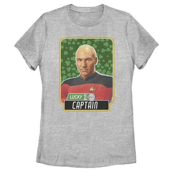 Women's Star Trek: The Next Generation St. Patrick's Day Lucky Captain Picard Graphic Tee Athletic Heather Medium