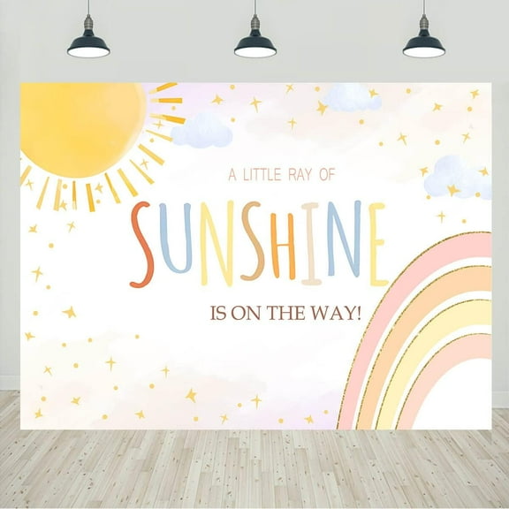 Boho Sun and Rainbow Baby Shower Backdrop for Girls Watercolor A Little Ray of Sunshine Baby Shower Photography Background Decorations Girl Baby Shower Banner Photo Booth 7x5FT