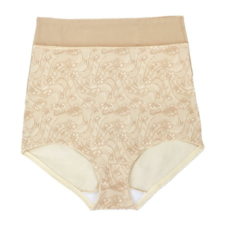 

Women s Bali X037 Light Control Stretch Cotton Brief Panty - 2 Pack (Lace FlowersPrint/Nude 3X)