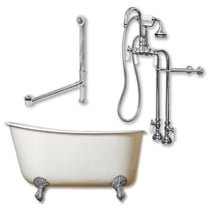Cambridge Plumbing SWED58-398684-PKG-CP-NH Cast Iron Swedish Slipper Tub- Polished Chrome - 58 x 30 in.