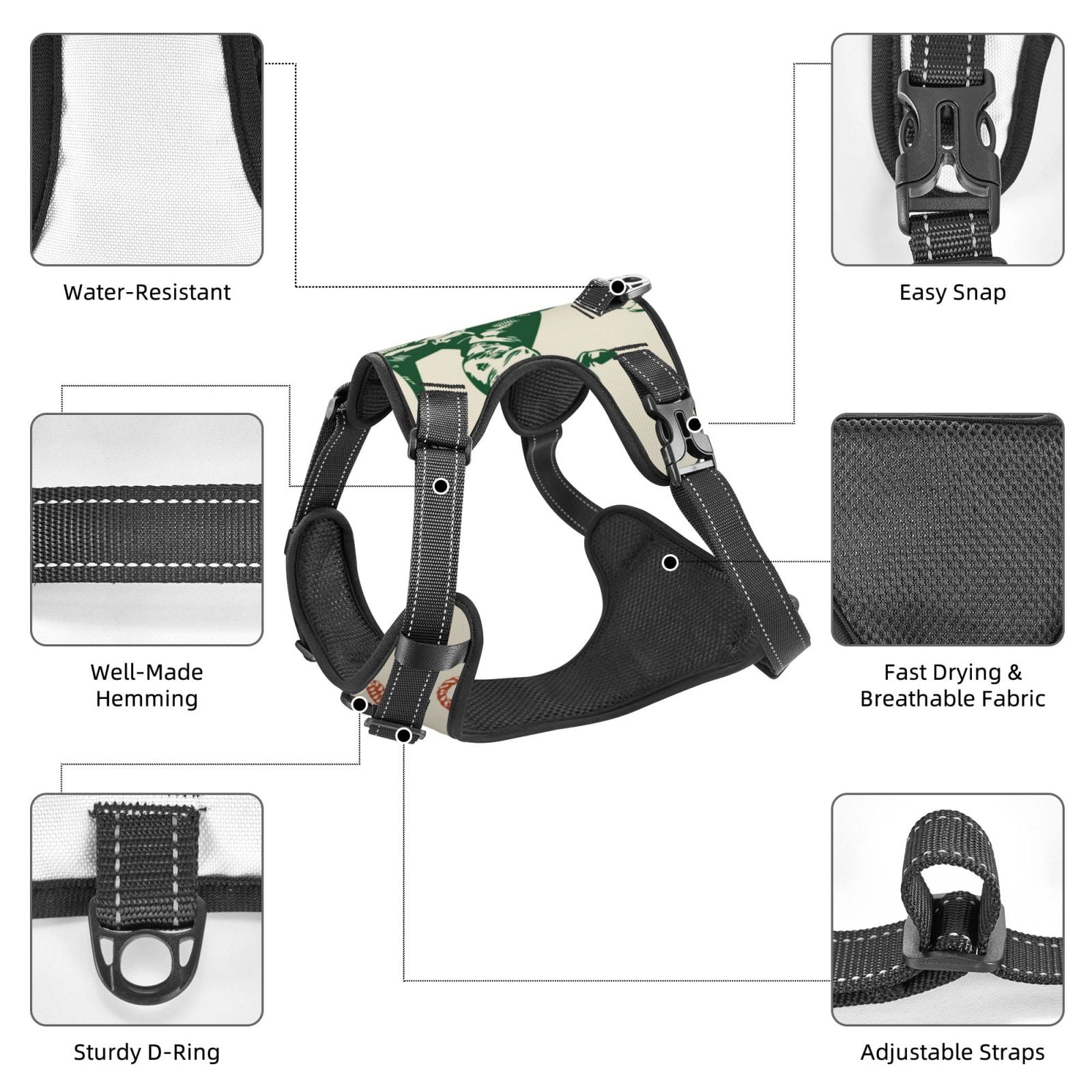 Vsdgher West Cowboys Dog Harness, No-Pull Pet Harness, Dog Vest, Pet Vest for Small to Large Dogs-Medium