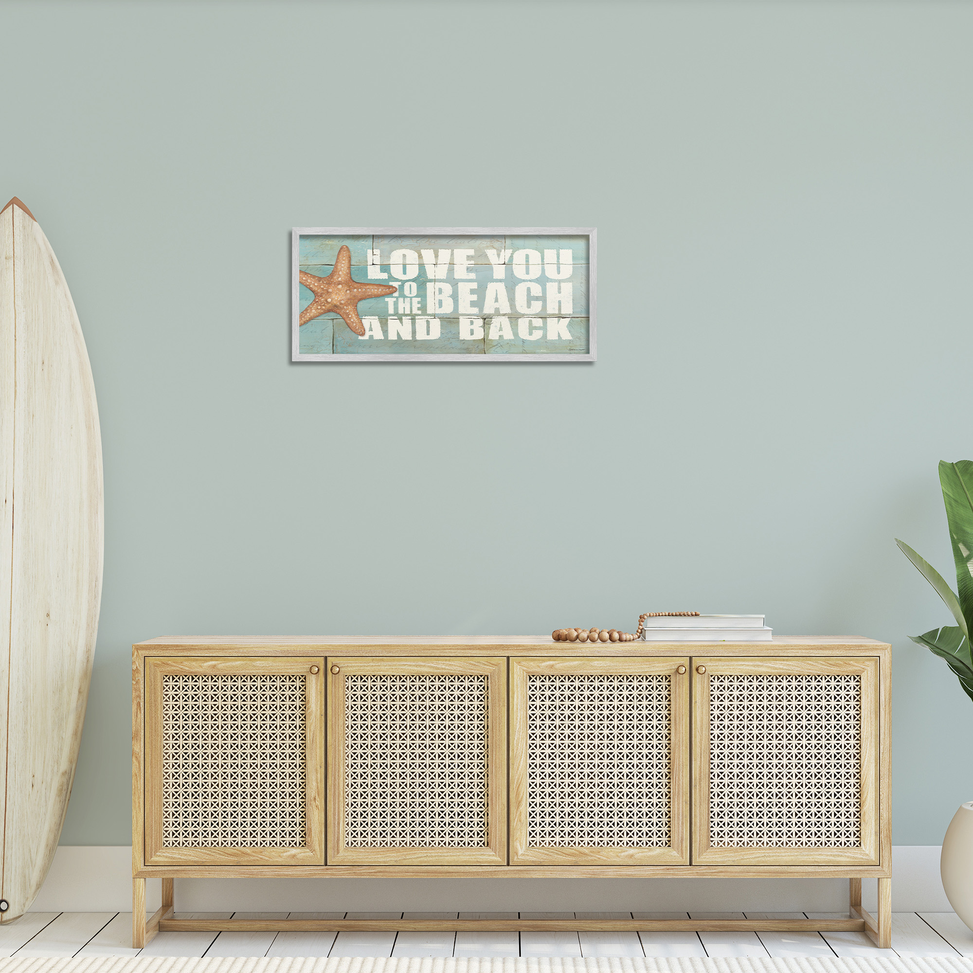 Stupell Industries Beach & Back on Bricks Animals & Insects Painting Gray Framed Art Print Wall Art, 30 x 13
