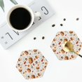 thumbnail image 5 of Pofeuu Squirrel Print Leather Coasters Set of 6, Round Cups Mugs Mat Pad for Home Kitchen Heat Resistant Drink Coasters,Hexagon, 5 of 7