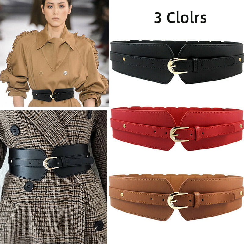Corset Belt Elastic Stretch Belt Womens Fashion Wide Faux Leather Waist Belt Stretchy Corset Cinch Belt