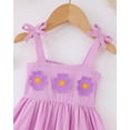 thumbnail image 6 of 12 Months Baby Girls Dress 18 Months Girls Sleeveless Dress Flower Solid Color Toddler Girls Off-the-shoulder Summer Suspender Dress Purple, 6 of 9