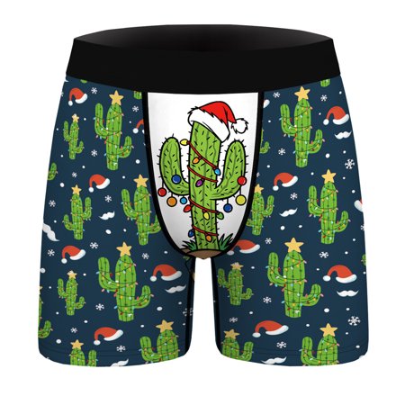 

QWERTYU Men s Comfort Male Stretch Soft Trunks Christmas Breathable Pouch Briefs Underwear L Green
