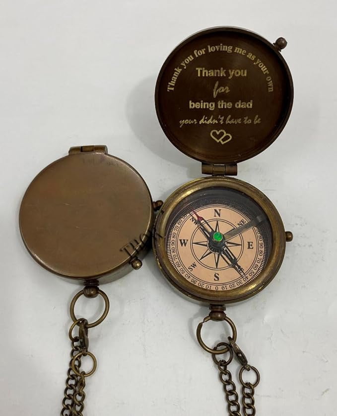 Marine Engraved Compass Brass Pocket Compass Gifts for Men Him Grandson Boys Thank You for Being Dad Engravable Antique Gift Compasses for Graduation