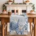 thumbnail image 2 of Table Runner - 72 Inch Long, Blue Eucalyptus Coastal Kitchen Dining Table Runner Dresser Scarves, Beach Starfish Shell Nautical Ombre Farmhouse Decor for Coffee Tables Wedding Party Banquet, 2 of 8