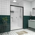 thumbnail image 2 of Leumius 44-48"x76" Double Sliding Shower Door,Aluminum Frame,Premium 1/4" (6mm) Clear Tempered Glass, Black Hardware Sliding Glass Shower Enclosure,Matte Black Finished, 2 of 8