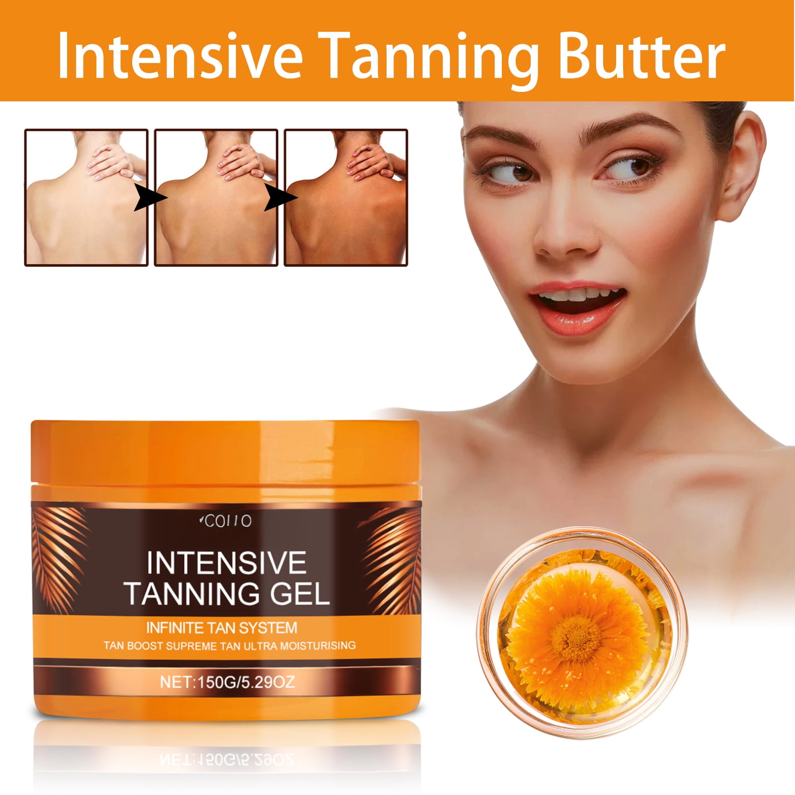 Alvantor Intensive Tanning Gel with Carrot Oil for Deep Even Natural Glow, 5.29 oz