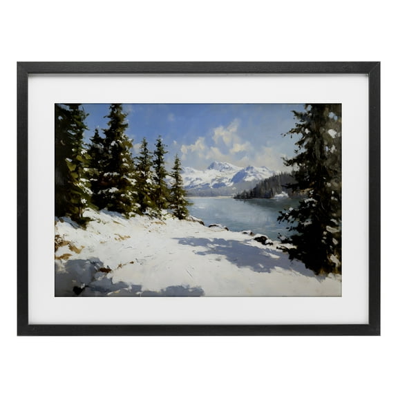 Way Up North Landscape Black Framed Print Under Glass, design by Petal Prints Design