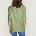 thumbnail image 7 of Womens Lapel Shirts Open-Front Button Down Bussiness Blosues Rolled Sleeve Tees Shirt Zipper-Up Tops with Pockets Lounge Dressy Outfits 2025 Bussiness Office Work Clothes, 7 of 7