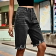 thumbnail image 4 of YYUIJK Jean Shorts for Women High Waisted Trendy Causal Summer Fold Hem Stretchy Long Denim Shorts 7 Inch Inseam, 4 of 7
