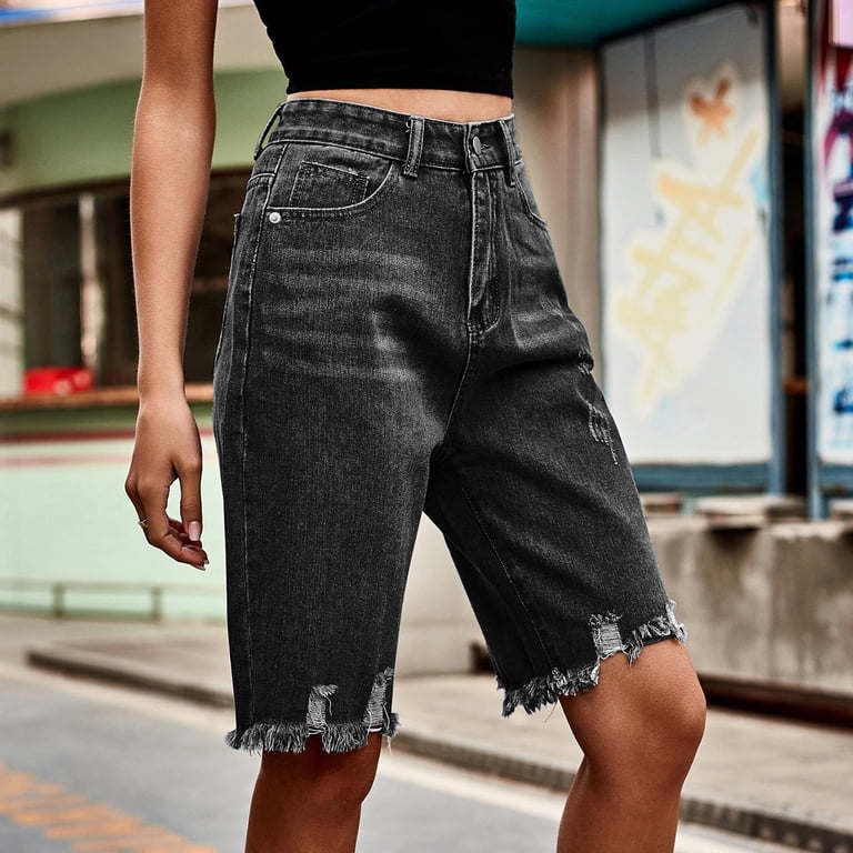 Royalty Jean Shorts Womens 8 Dark Blue Stretch Denim Bermuda Capris 20 Inseam | UK