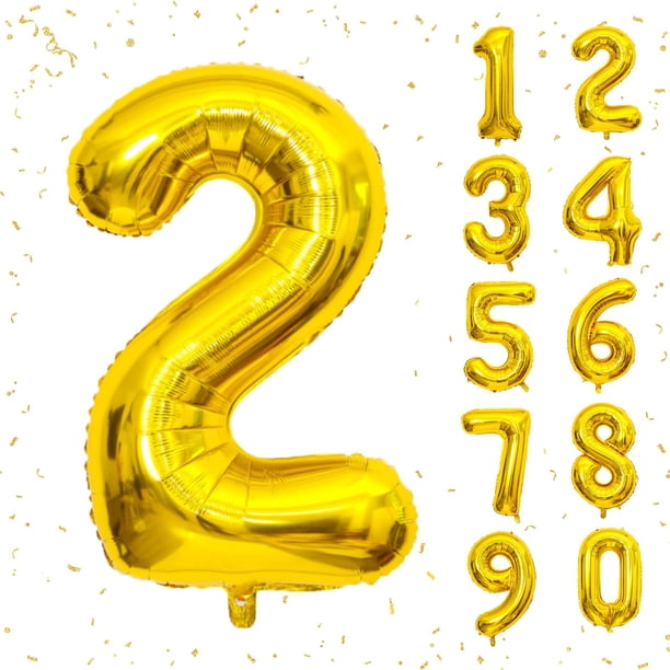 Globos Con Números Dorados De 40 Pulgadas Globos Con Números De Lámina De Helio Mylar Para Cumpleaños Globo Número 2 Para Decoraciones De 2Er Cumpleaños Para Niños Suministros De Decoración Para Fiest