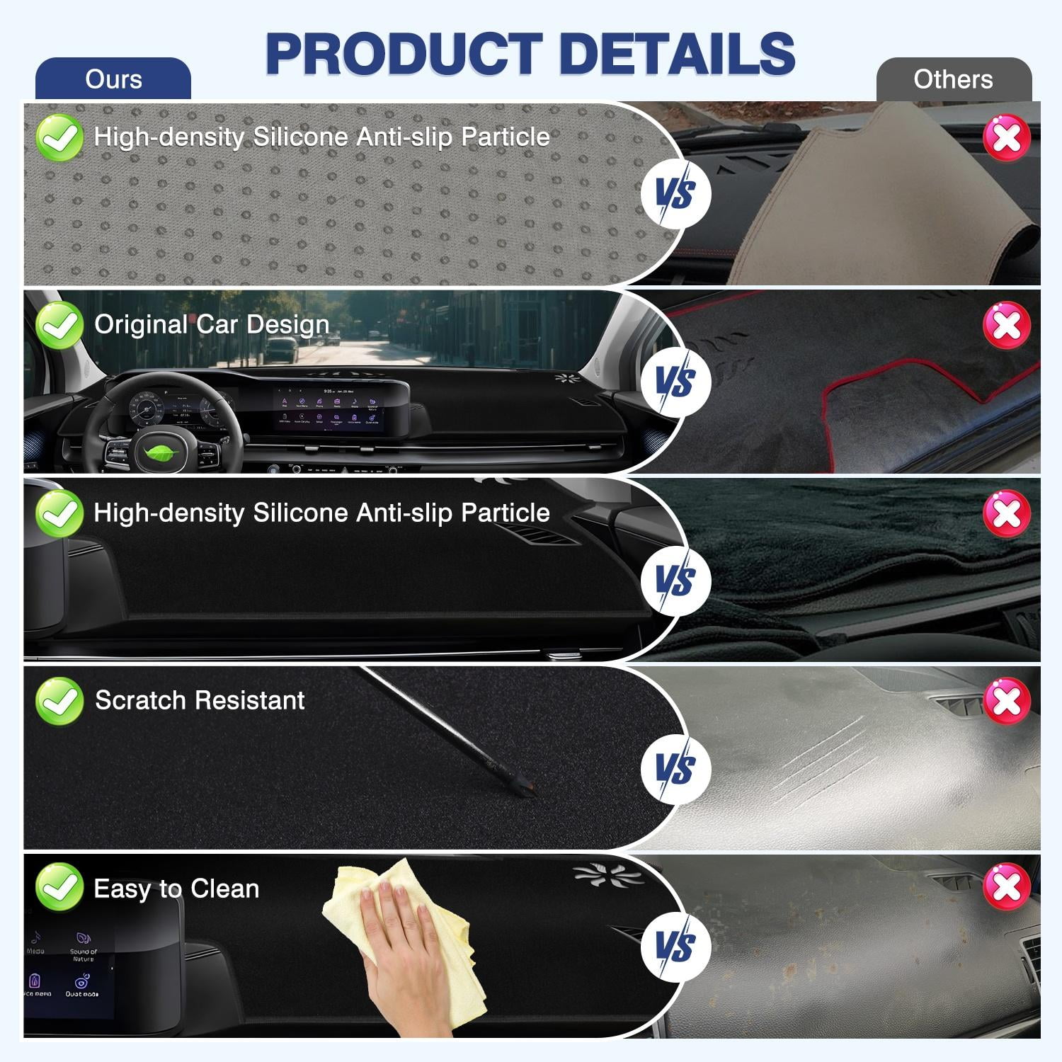 Canvcle Dash Cover Custom Fit for Nissan Altima 2013-2018,Nissan Altima Accessories Dashboard Cover Mat Non-Slip Pad Carpet Anti-Glare UV Rays Protector