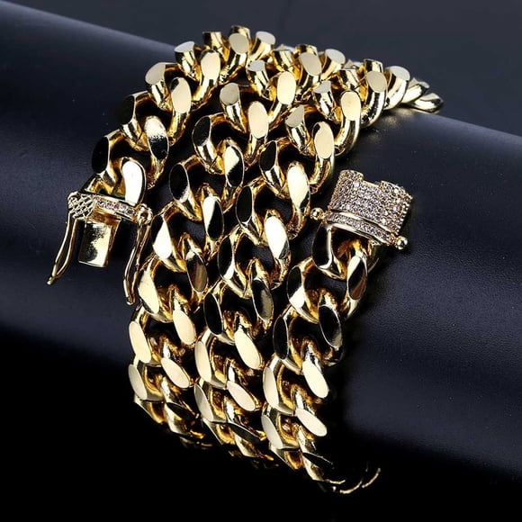 LSLJS Mens Miami Cuban Link Chain Necklace 10mm Prong Cuban Chain 18 Inch Length Hip Hop Jewely, Gifts for Mom Wife Girlfriend on Anniversary Mothers Day Valentines Day Christmas Birthday Gifts
