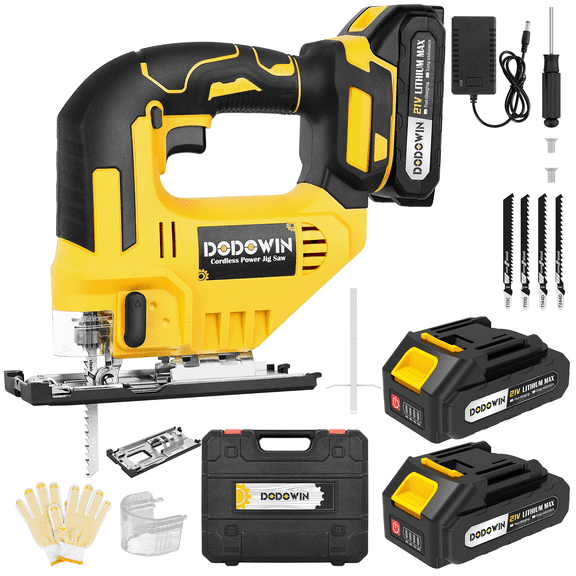 BevelCutting Cordless Jigsaw with Battery and Charger, Angle Adjustable Saw for Mitre and Bevel Cuts, Versatile Trimming Tool for Renovation