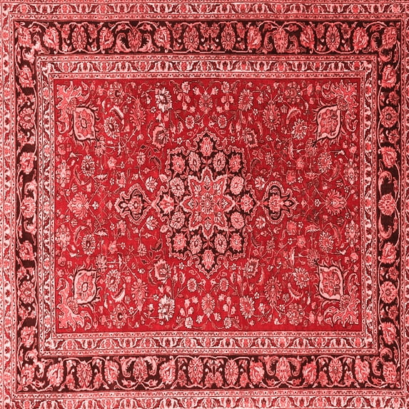 Ahgly Company Indoor Square Medallion Red Traditional Area Rugs, 8' Square