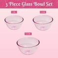 thumbnail image 3 of Paris Hilton 3-Piece Nesting Glass Mixing Prep Bowl Set, Microwave and Dishwasher Safe, Pink Tinted Glass, 3 of 7