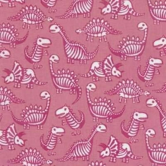 Timeless Treasures Dinosaur Skeletons in Pink 100% Cotton Fabric sold by the yard