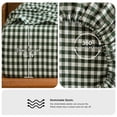 thumbnail image 6 of MooMee Gingham Sheet Set 100% Washed Cotton Linen Like Textured Extra Deep Pocket Breathable Lightweight 4-Piece (Forest Green, Queen), 6 of 7