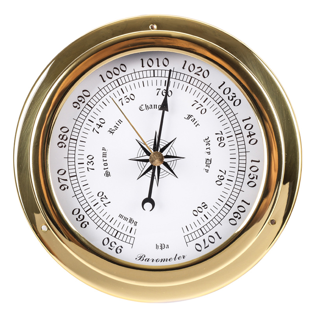 145mm Wall Mounted Thermometer Hygrometer Barometer Watch Tidal Clock Weather Station Copper for Shell Indoor Outdoor