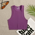 thumbnail image 3 of DuoJiaJ Womens Summer Casual Fashion Sleeveless Short Cropped Navel Tank Top Women Workout Tank Tops Purple S, 3 of 3