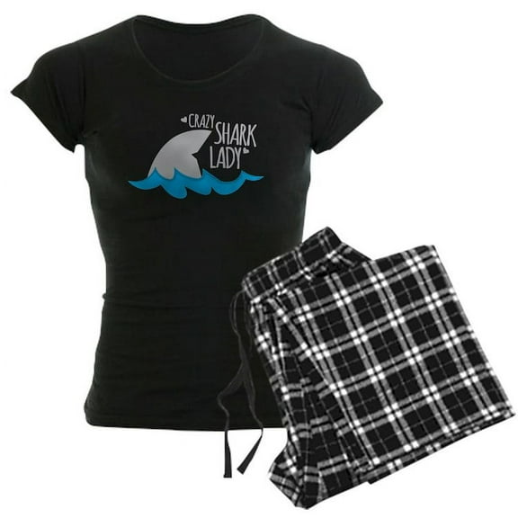 CafePress - Crazy Shark Lady Pajamas - Women's Dark Pajamas