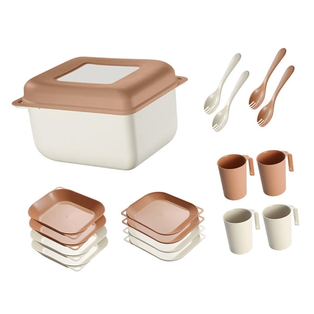 Dinnerware Sets Outdoor Tableware Set Stackable Cups Box Nordic Reusable Camping Style A