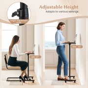 Gymax C-Shaped End Table Height Adjustable Side Table w/ Tilting Top 360-Degree Swivel TV Tray for Small Spaces Sofa or Bedside, Night Stand w/ Wheels