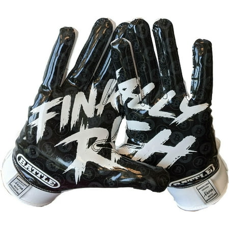 Battle Sports Adult Finally Rich 2.0 Football Gloves - 2XL - White/Black