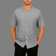 thumbnail image 2 of Short Sleeve Cardigan for Men, V-Neck Button-Down Oversized Top, Breathable Polyester Fabric for Sports and Casual Wear, 2 of 9