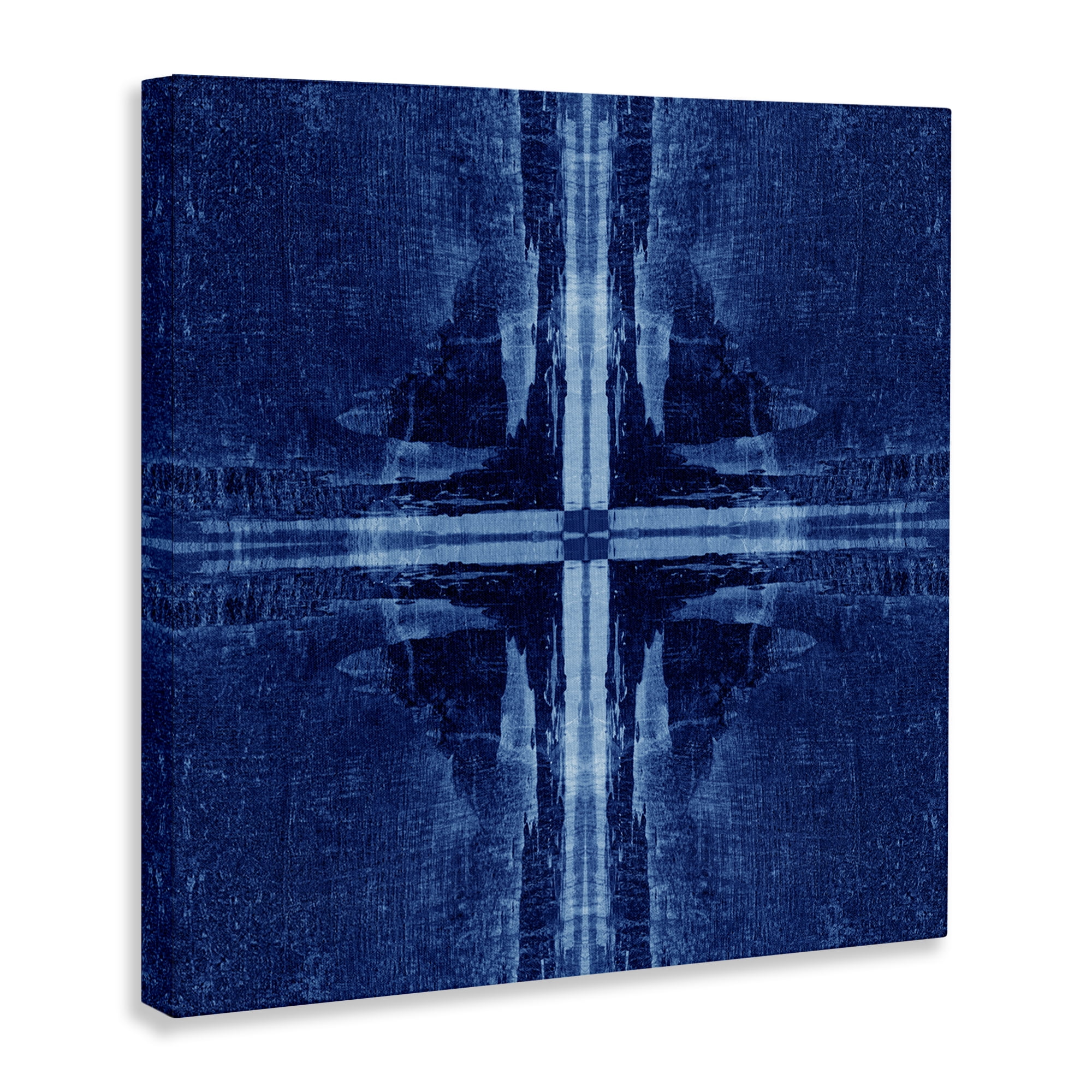 Stupell Industries Dark Geometric Quadrants Abstract Painting Wrapped Canvas Art Print Wall Art, 24 x 24