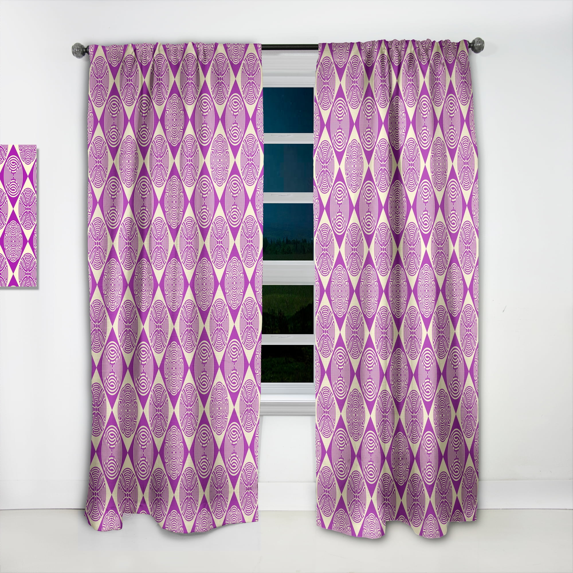 Designart 'Abstract Retro Pattern Design XI' Mid-Century Modern Curtain Panel