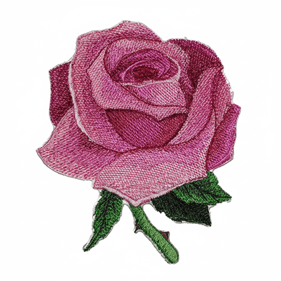 Custom Pink Single Romantic Rose Embroidered Iron on/Sew Patch [4" 4"]