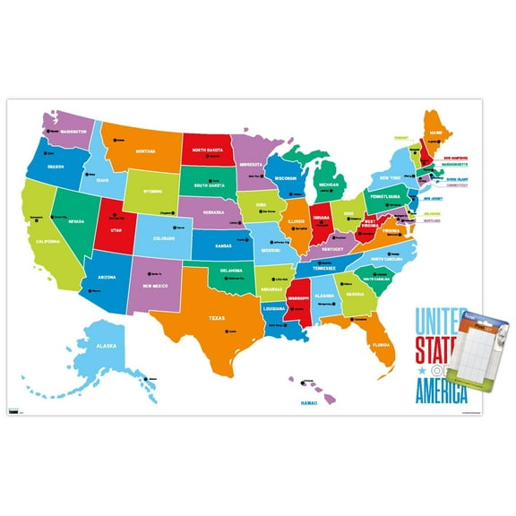 Map - United States Of America 2022 Wall Poster, 14.725" x 22.375"