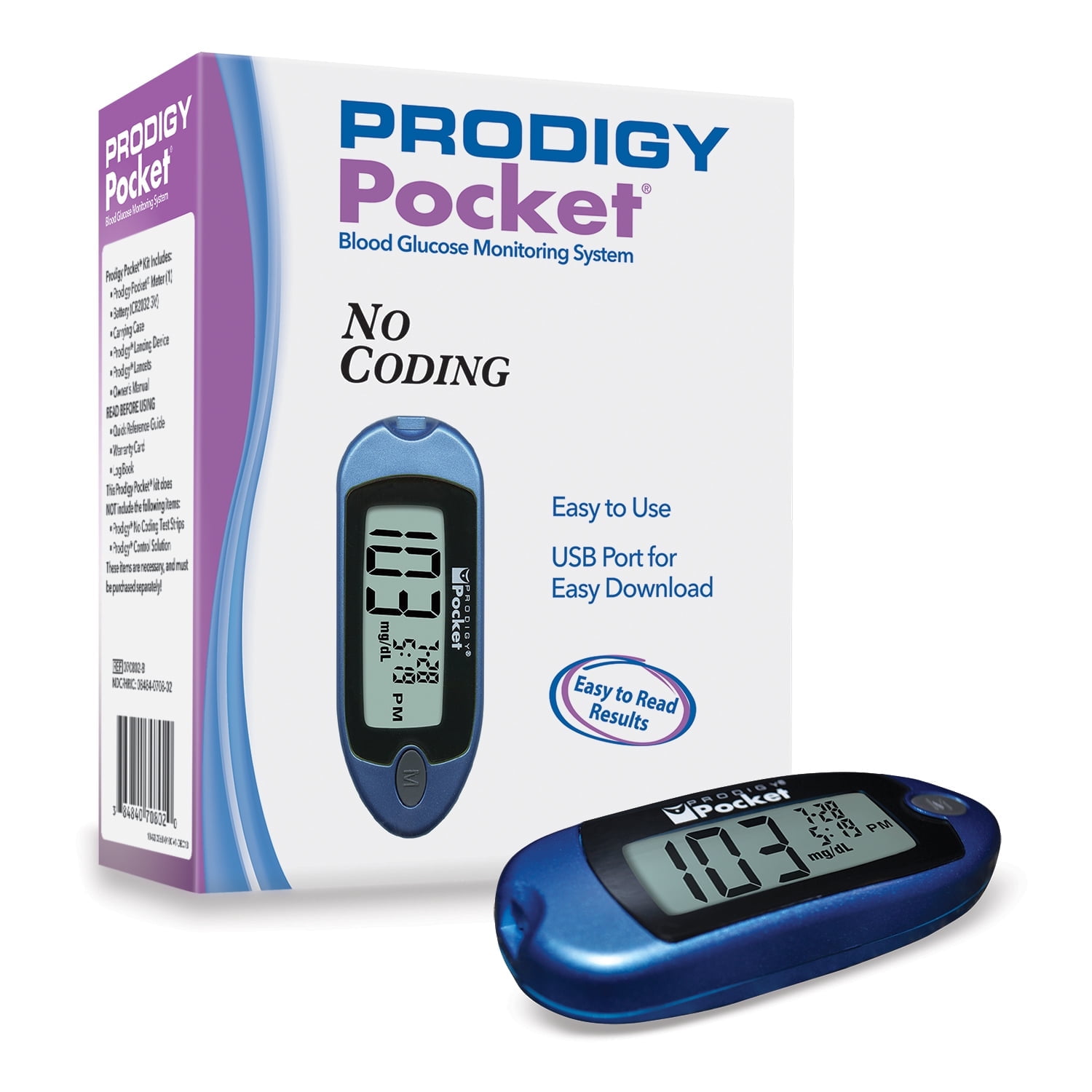 PRODIGY Pocket, Portable No Coding Blood Glucose Monitoring System