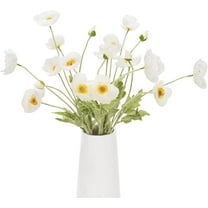 LQQBOX Artificial Poppy Flowers, 6 Pcs Faux Poppies with Stems for Floral Arrangements - Wedding, Home, Office, Party Table Centerpiece Decor (White)