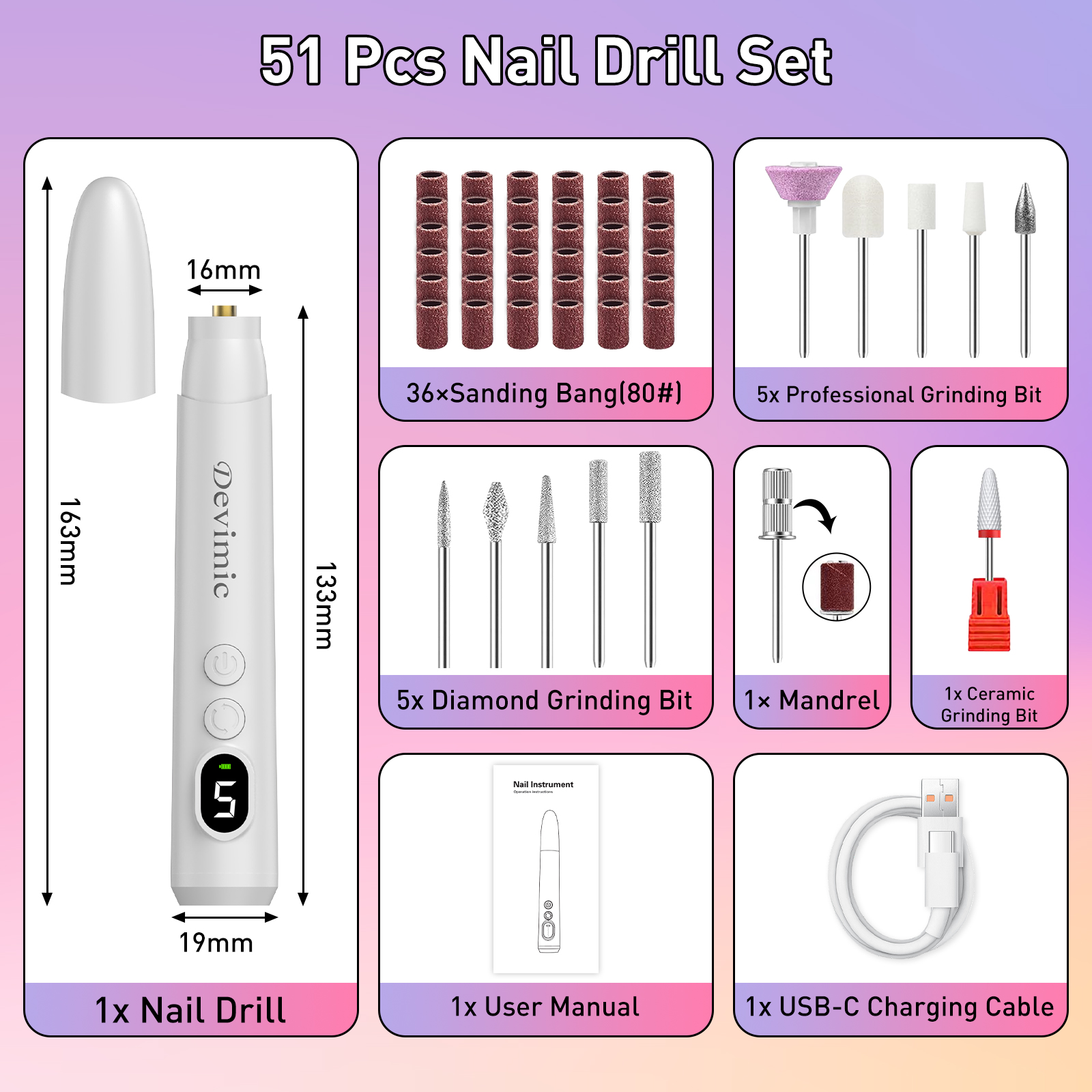 Devimic Electric Nail Drill Kit - Cordless photo 3