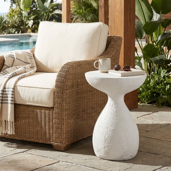 Christopher Knight Home Outdoor Patio Vase-Shaped MGO Accent Side Table, Stone-Look Design, White