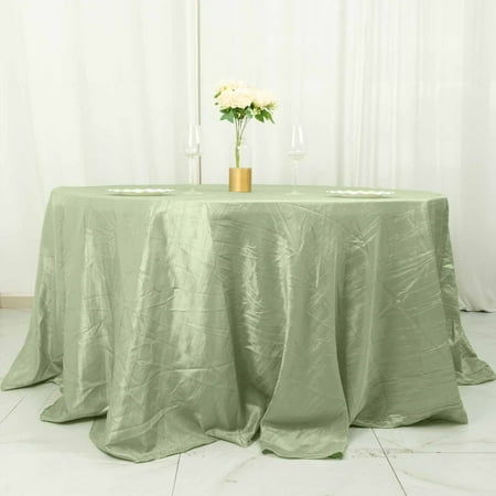 

Efavormart 132 Sage Green Accordion Crinkle Taffeta Seamless Round Tablecloth
