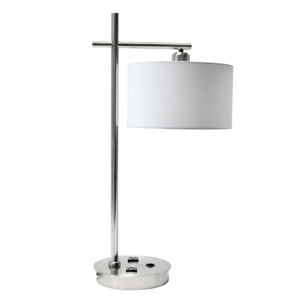 Dainolite 1 Light Incandescent Table Lamp w/USB Port Satin Chrome