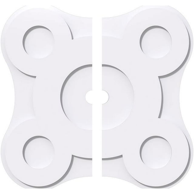 Ekena Millwork CMP28LA2-02000 28 Po OD x 2 Po ID Carré Luna Architecture Grade Médaillon de Plafond Contemporain PVC - 2 Pièces