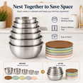thumbnail image 4 of NULAS 6-Piece Stainless Steel Mixing Bowl Set with Lids, Nesting Metal Bowls for Kitchen – 4.5/3.5/2.5/2/1.5/1 qt, Great for Prep, Baking & Serving, Multicolor, 4 of 7