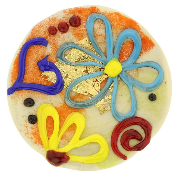 GlassOfVenice Murano Glass Spring Flowers Round Pendant