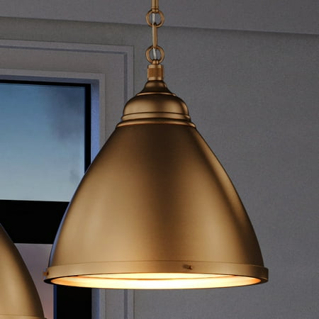 

Luxury Lux Industrial Indoor Pendant 16 H x 15 W with Industrial Chic Style Elements Vintage Design Satin Brass Finish and Steel Shade with Ring UEX2471