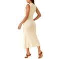 thumbnail image 3 of Vestido de suéter midi sin mangas de punto acanalado para mujer INSPIRE CHIC, elegante y casual con cuello simulado, 3 of 5