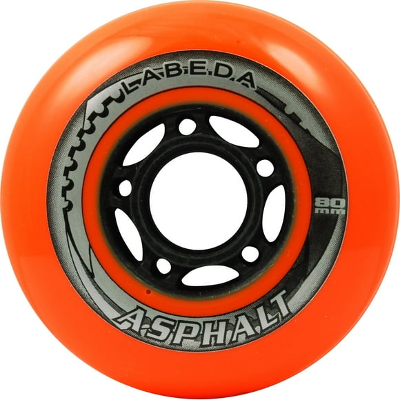 8 Labeda Gripper Asphalt Outdoor Roller Hockey Wheels - Orange 80mm