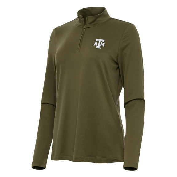 Women's Antigua Olive Texas A&M Aggies Reprocess Quarter-Zip Top
